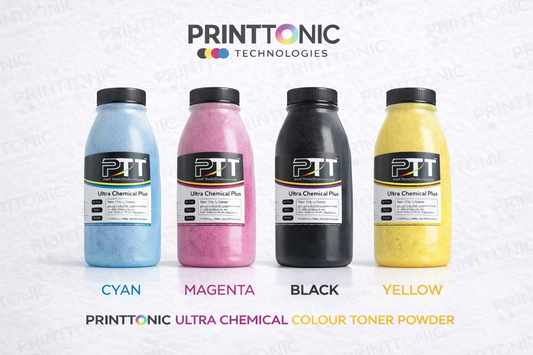 PRINT TONIC ULTRA CHEMICAL COLOUR TONER POWDER BLACK +TRI COLOR (1 SET)