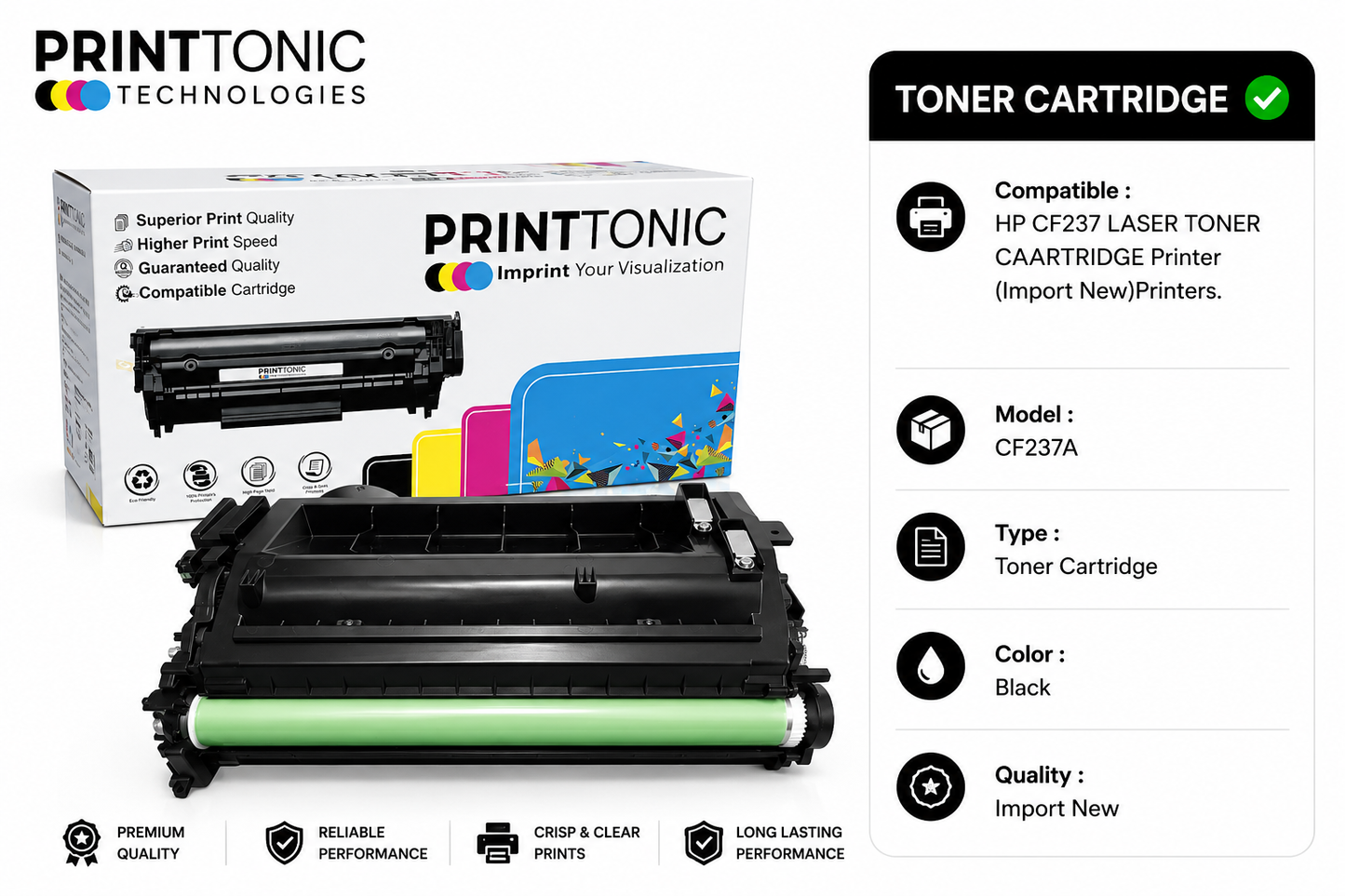 37A / CF237A / 237A Toner Cartridge Compatible For HP Laserjet Enterprise M607DN / M607N / M608DN / M608N / M608X / M609DN / M631DN / M632FHT Printer