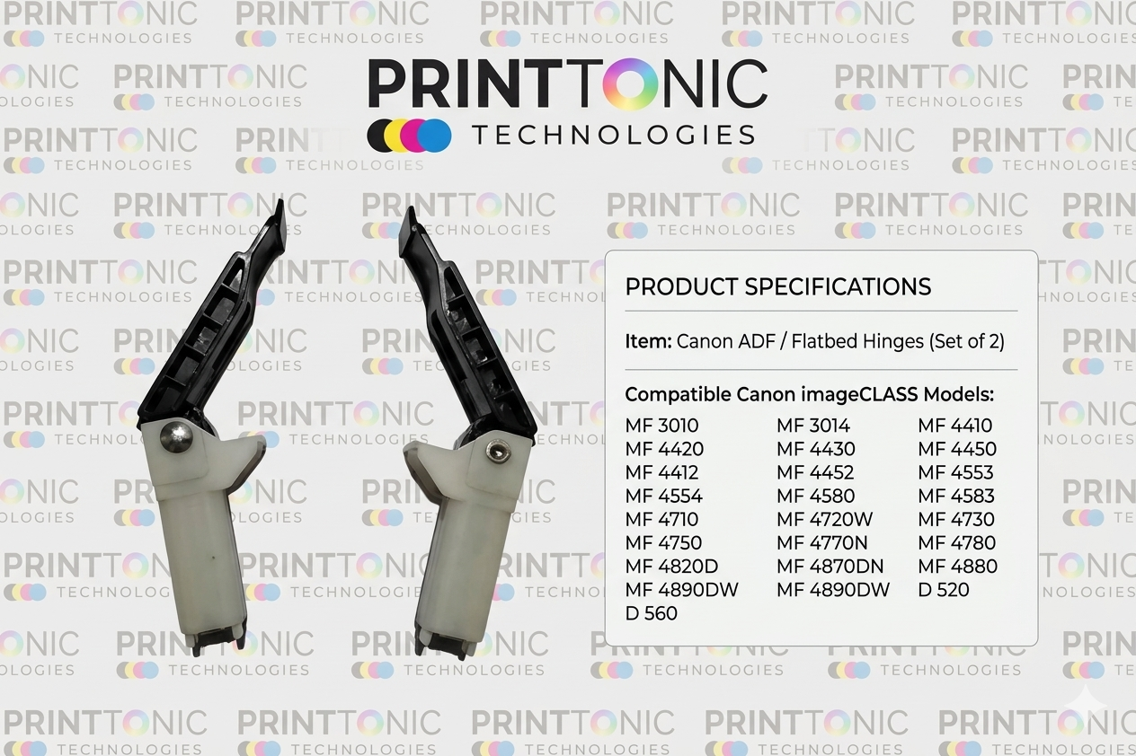 Compatible Model -Canon Image CLASS MF 4410 - MF 4420 - MF 4450 - MF 4720, MF 4580 - MF 4750 - MF 4770 - MF 4890 - MF 4820 - MF 4570 - D 520 - D 560 Flatbed Hinges - ADF Hinges