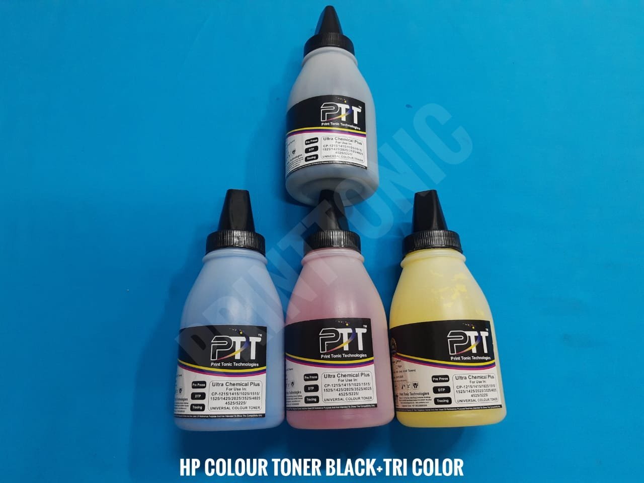 PRINT TONIC ULTRA CHEMICAL COLOUR TONER POWDER BLACK +TRI COLOR  (1 SET)