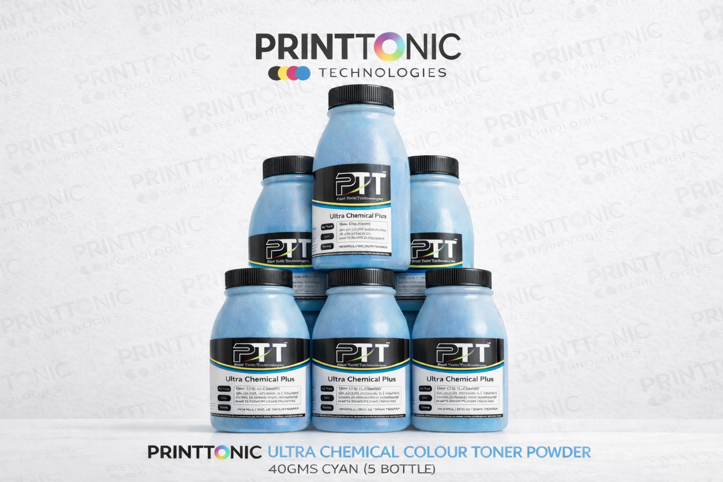PRINT TONIC ULTRA CHEMICAL COLOUR TONER POWDER  40 GMS CYAN (5 BOTTEL)