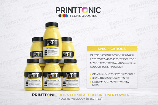 PRINT TONIC ULTRA CHEMICAL COLOUR TONER POWDER  40GMS YELLOW (5 BOTTEL)