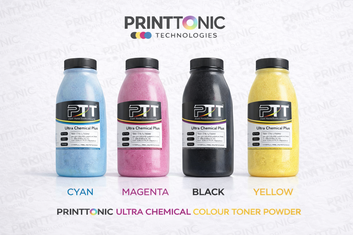 PRINT TONIC ULTRA CHEMICAL COLOUR TONER POWDER BLACK +TRI COLOR  (1 SET)