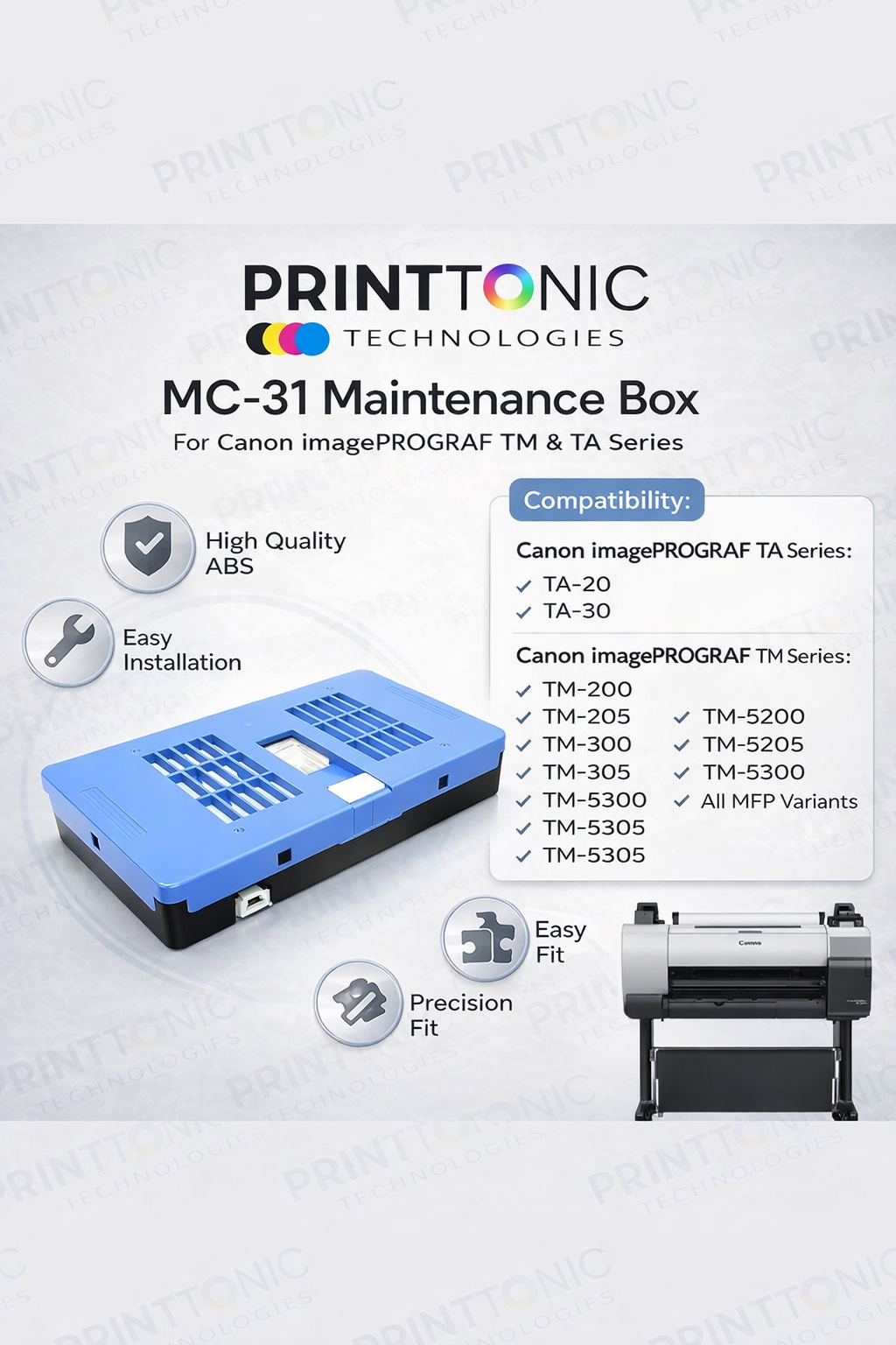 MC-31 Maintenance Box Canon Tm-5200 Tm5205 Tm-5300 Tm5305 for Imageprograf Ta-20 and Ta-30