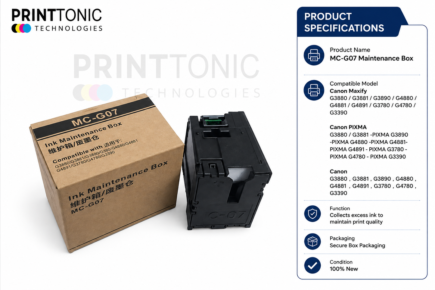 MC-G07 Maintenance Box For Canon Pixma G3880 / G3881 / G3890 Printers (New Import)