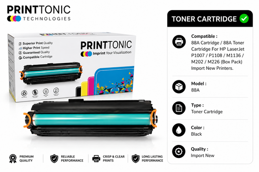 88A Cartridge / 88A Toner Cartridge For HP LaserJet P1007 / P1108 / M1136 / M202 / M226 (Box Pack) Import New