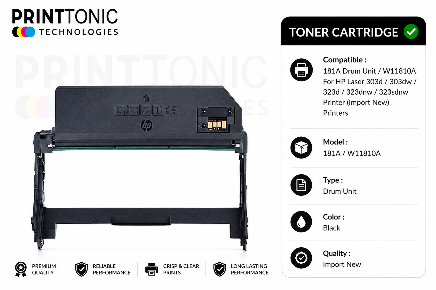 181A Drum Unit / W11810A For HP Laser 303d / 303dw / 323d / 323dnw / 323sdnw Printer (Import New)