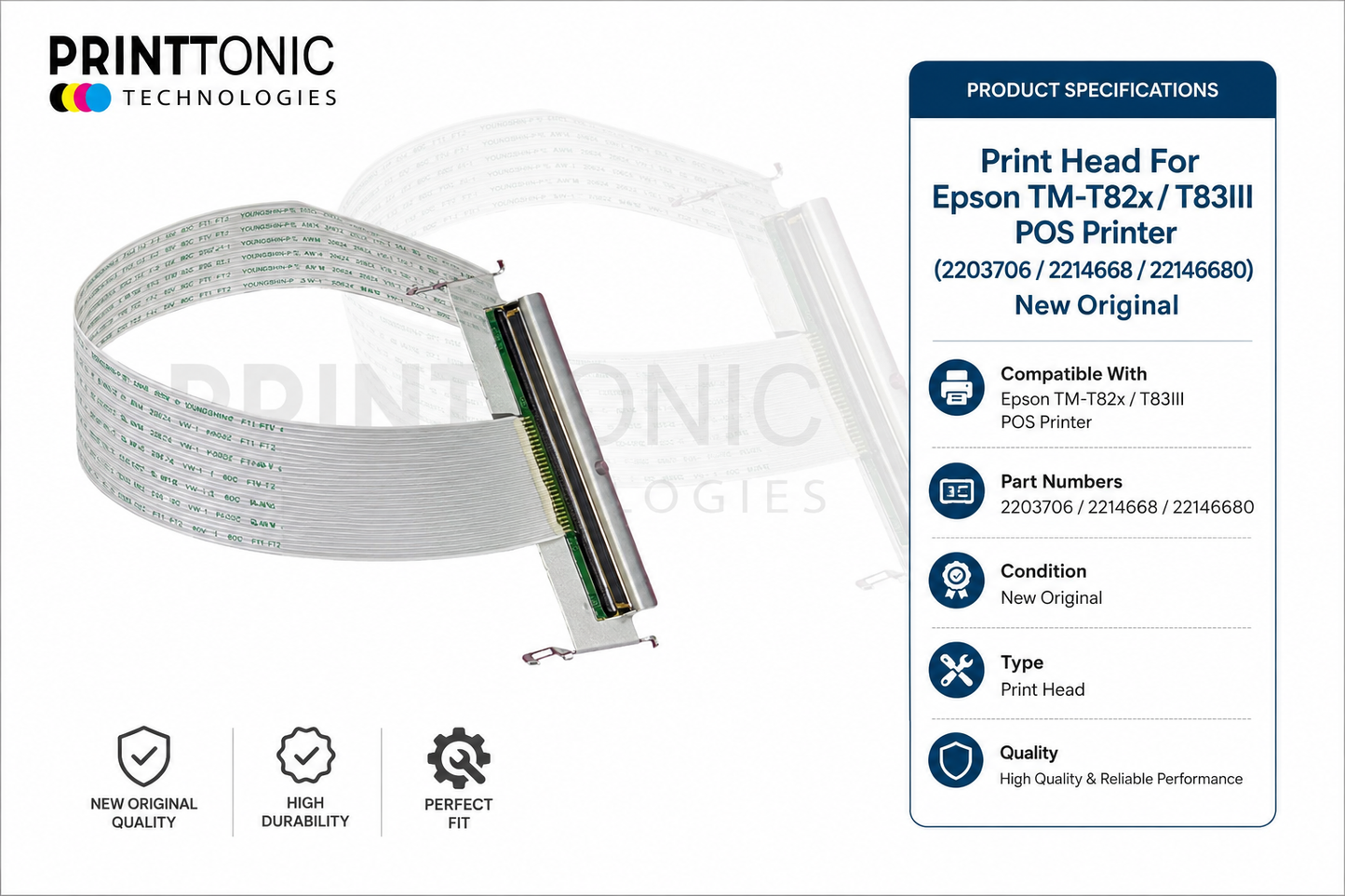 Print Head For Epson TM-T82x / T83III POS Printer (2203706 / 2214668 / 22146680) New Original