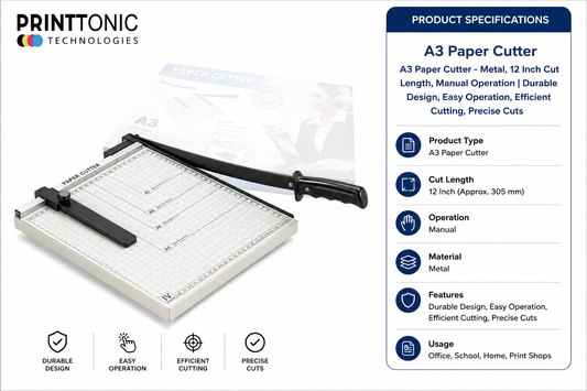 A3 Metal Paper Cutter 12 Inch Manual Guillotine Trimmer