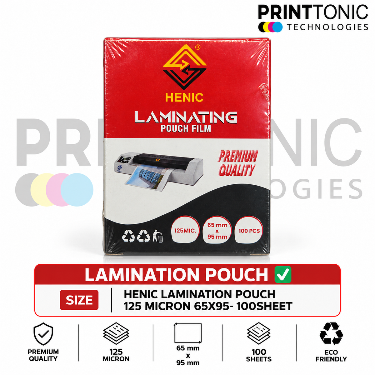 HENIC LAMINATION POUCH 125 MICRON 65X95- 100SHEET