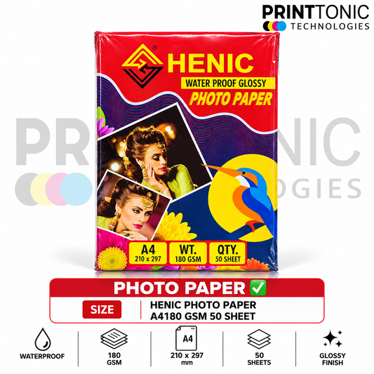 HENIC INKJET PHOTO PAPER PREMIUM BRIGHT WHITE 180 GSM (50 SHEETS) A4