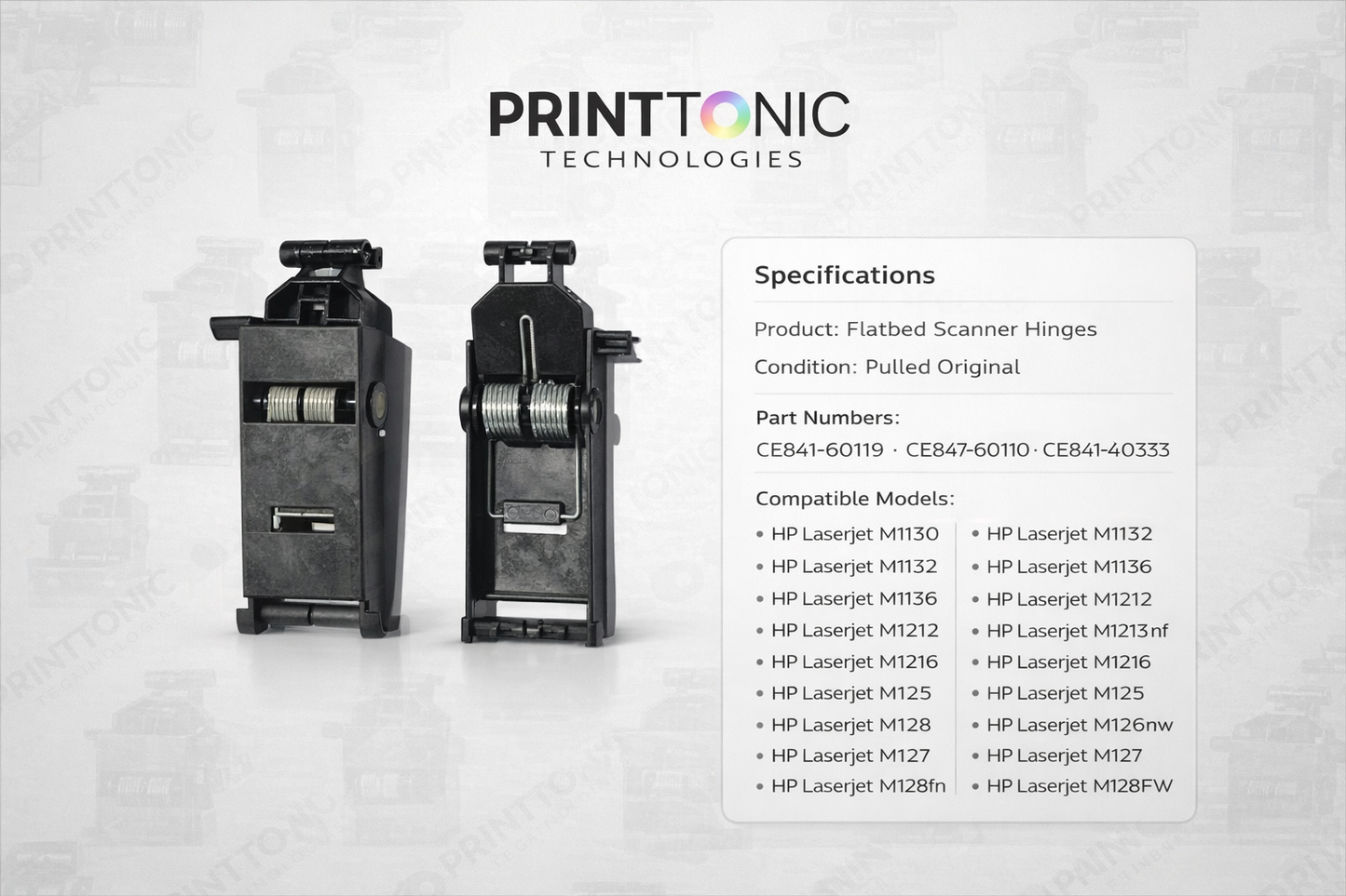 Flatbed Scanner Hinges For Hp LaserJet MFP M126nw / M1136 / M128fn (CE841-60119) (CE847-60110) (CE841-40033)