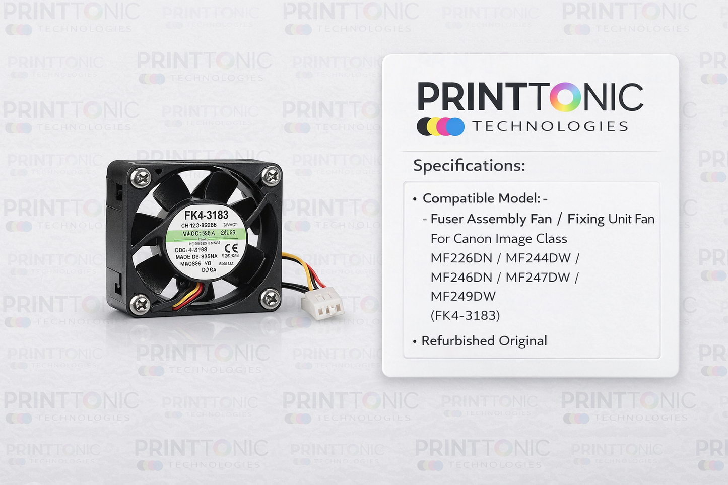 Fuser Assembly Fan / Fixing Unit Fan For Canon Image Class MF226DN / MF 244DW / MF246DN / MF247DW / MF249DW (FK4-3183) Refurbished Original