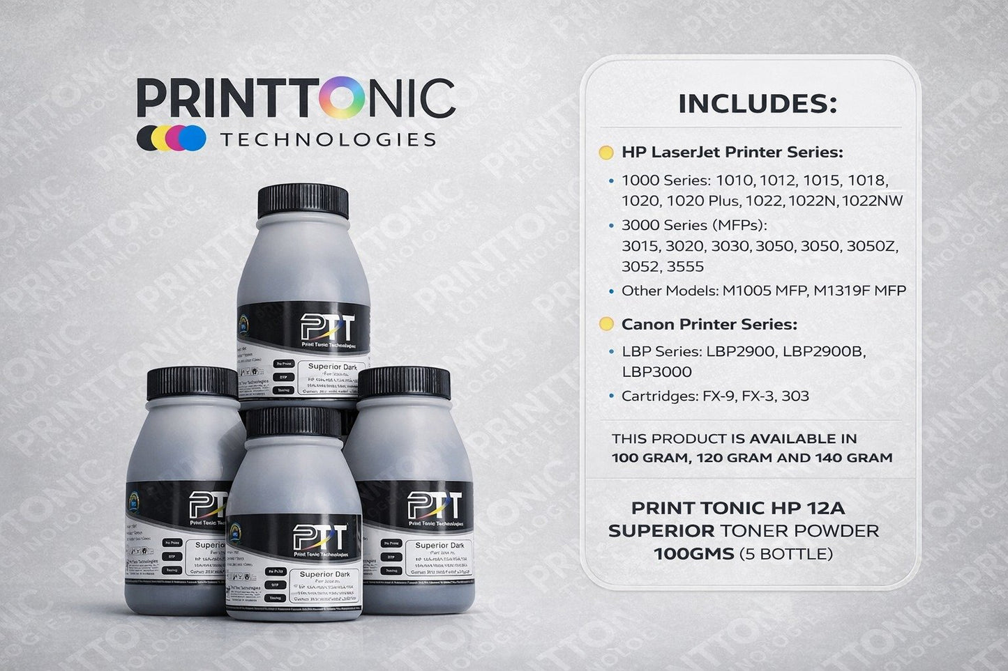 PRINT TONIC HP 12A SUPERIOR TONER POWDER 160GMS (5 BOTTEL)
