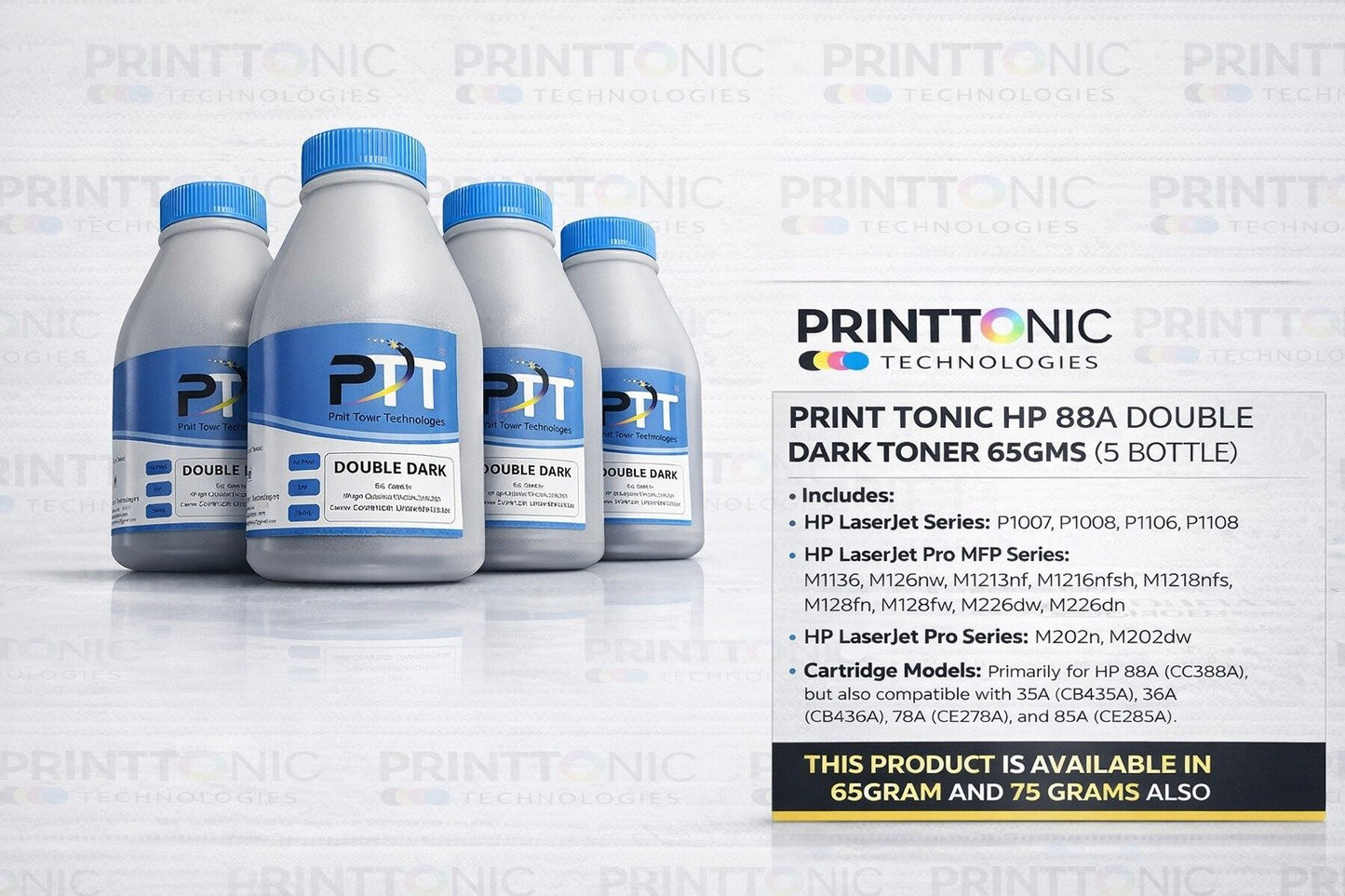 PRINT TONIC HP 88A DOUBLE DARK TONER 65GMS (5 BOTTEL)