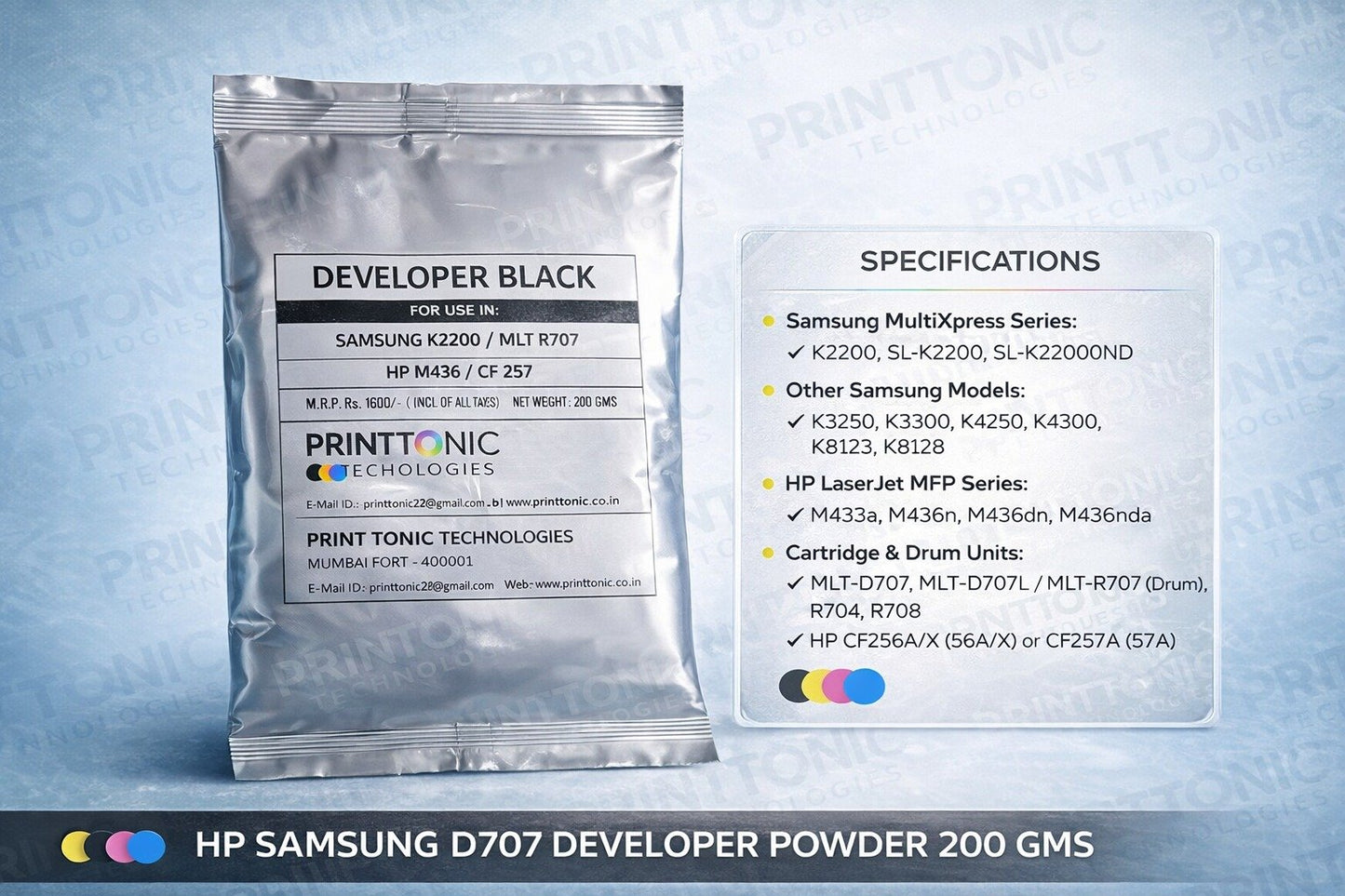 PRINT TONIC HP SAMSUNG D707 DEVELOPER POWDER 200 GMS