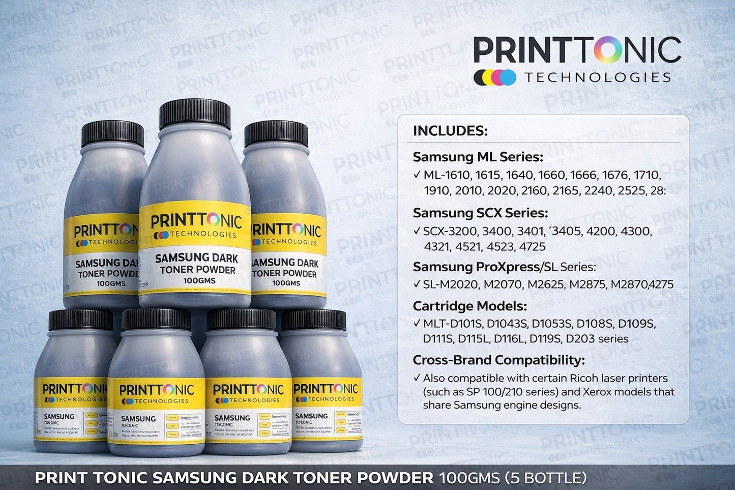 PRINT TONIC SAMSUNG DARK TONER POWDER 100GMS (5 BOTTEL)